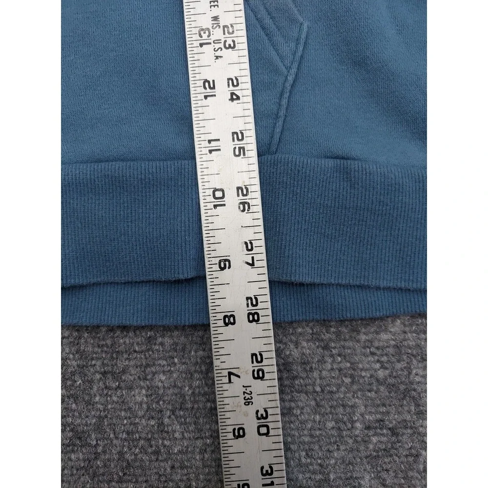Adidas BTS Rib Hoodie Men Medium Blue Orbit Indigo Logo Kangaroo Pocket Pullover